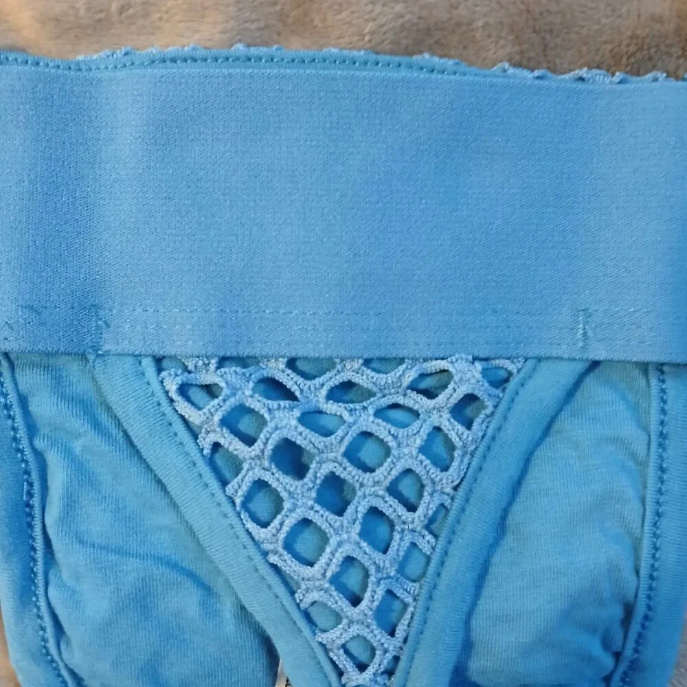 NEW Two Asos Design Men's Mesh Thong Blue Size Small New